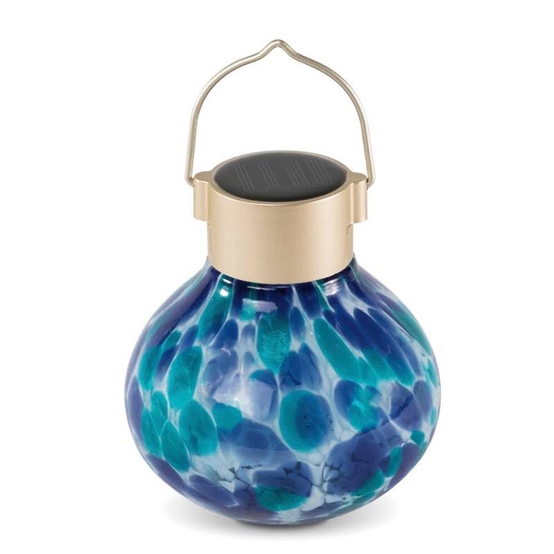 Hand-blown Glass Solar Tea Lantern - Blue